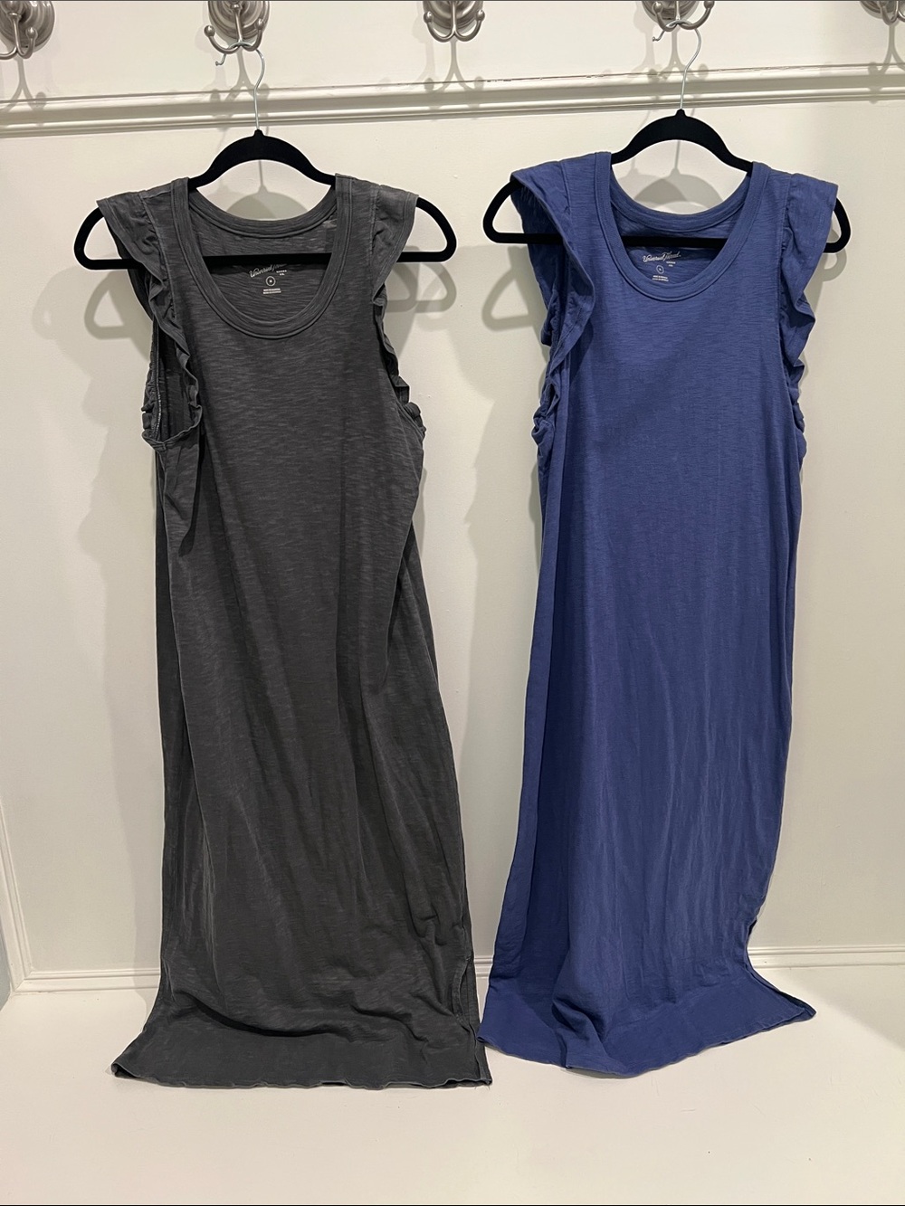 Universal Thread Ruffle Sleeve Tank Maxi Dresses - Charcoal & Periwinkle